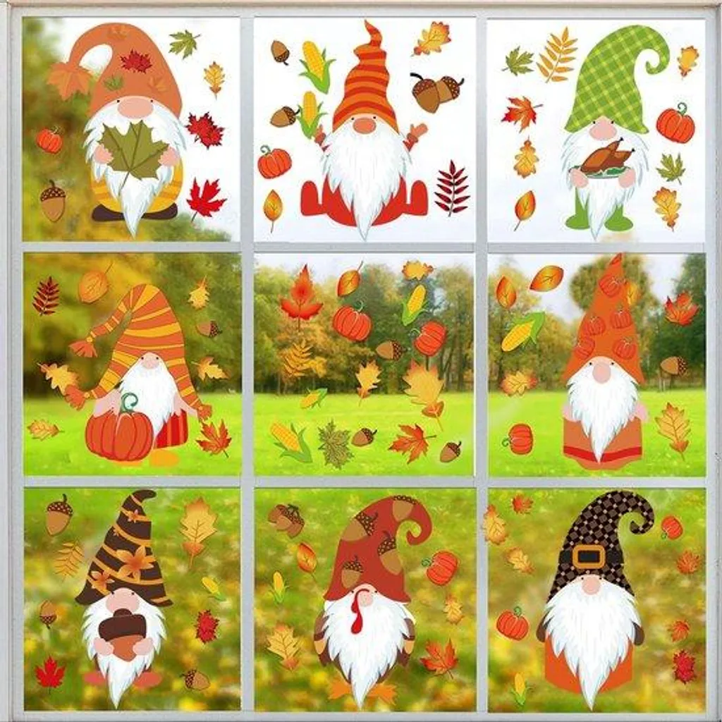 8 Stickers muraux XXL arbres de printemps feuilles multicolores mat