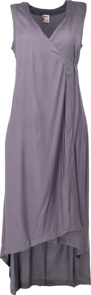 Luftiges Boho Sommerkleid, Einfarbiges Wickelkleid - Grauviolett, Damen, Viskose, Kleider