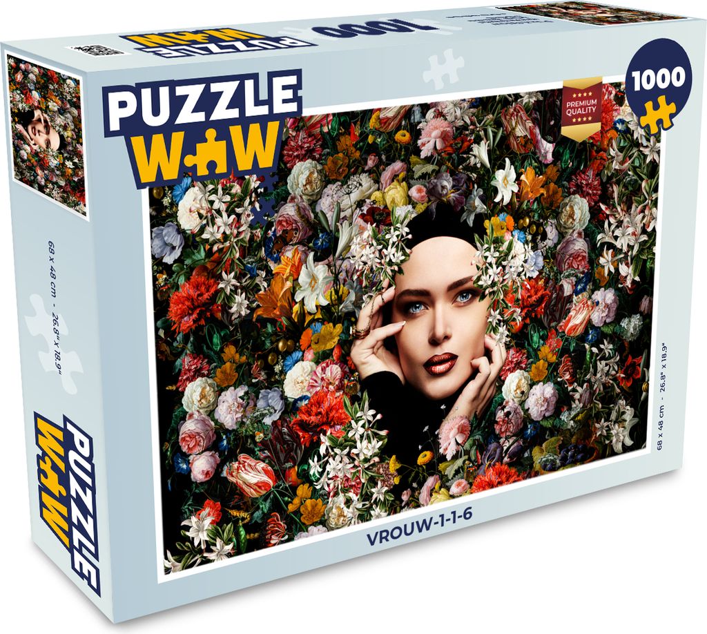 MuchoWow Puzzle 1000 Teile Blume - Frauen - Porträt - Botanisch - Erwachsene - Rätsel