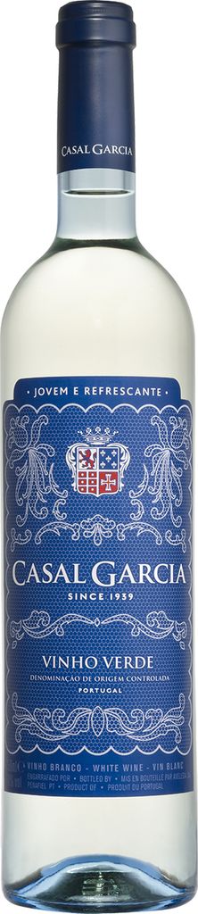 A bottle of Casal Garcia Vinho Verde wine.