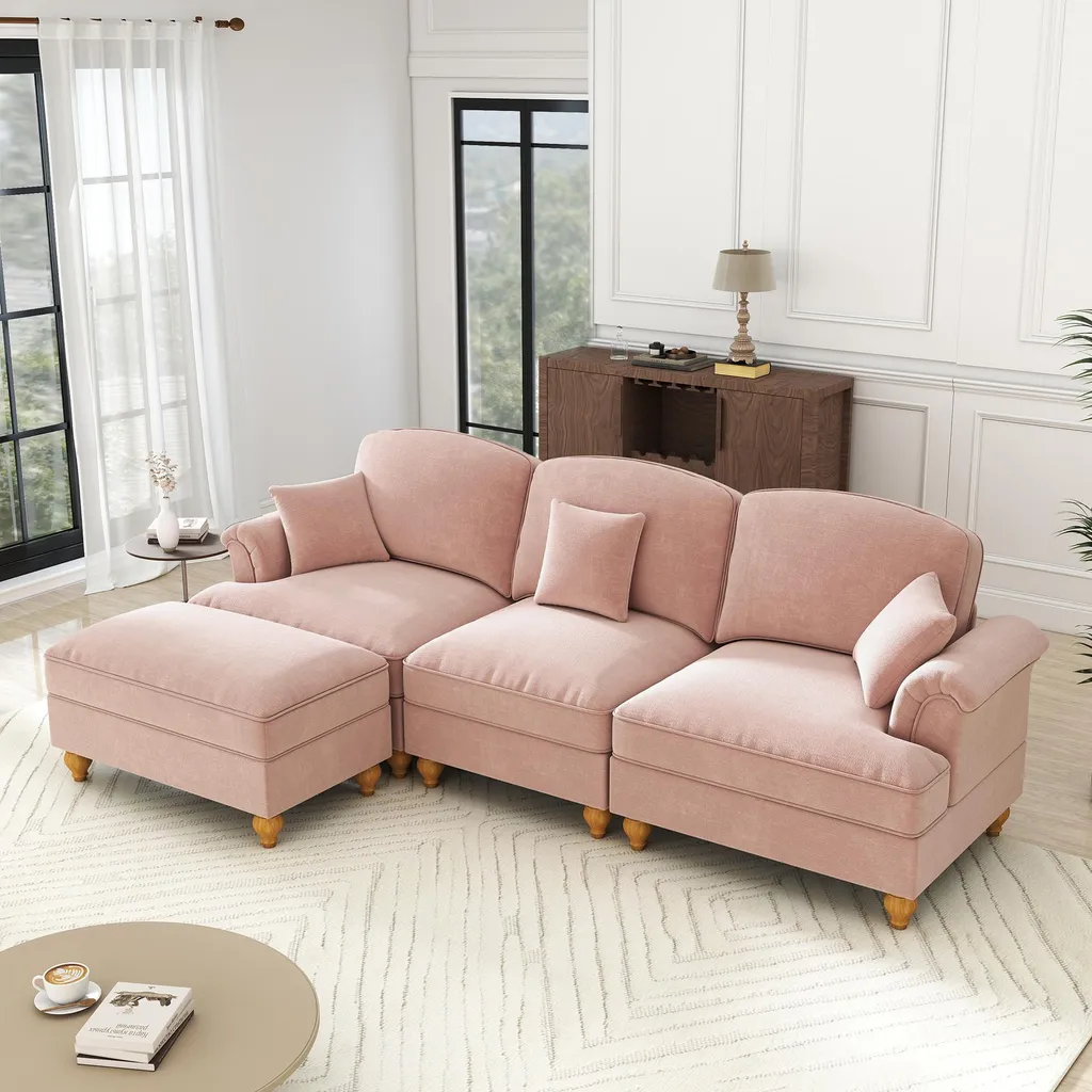 Canapé d'angle confortable en chenille pour optimiser votre coin salon - 4