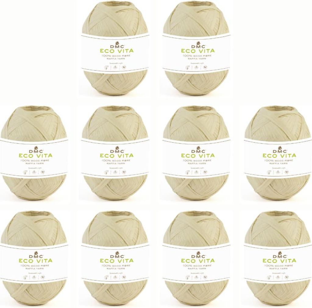 10x DMC Eco Vita Raffia – umweltfreundliches Garn aus 100 % Holzfasern (Farbe 32)