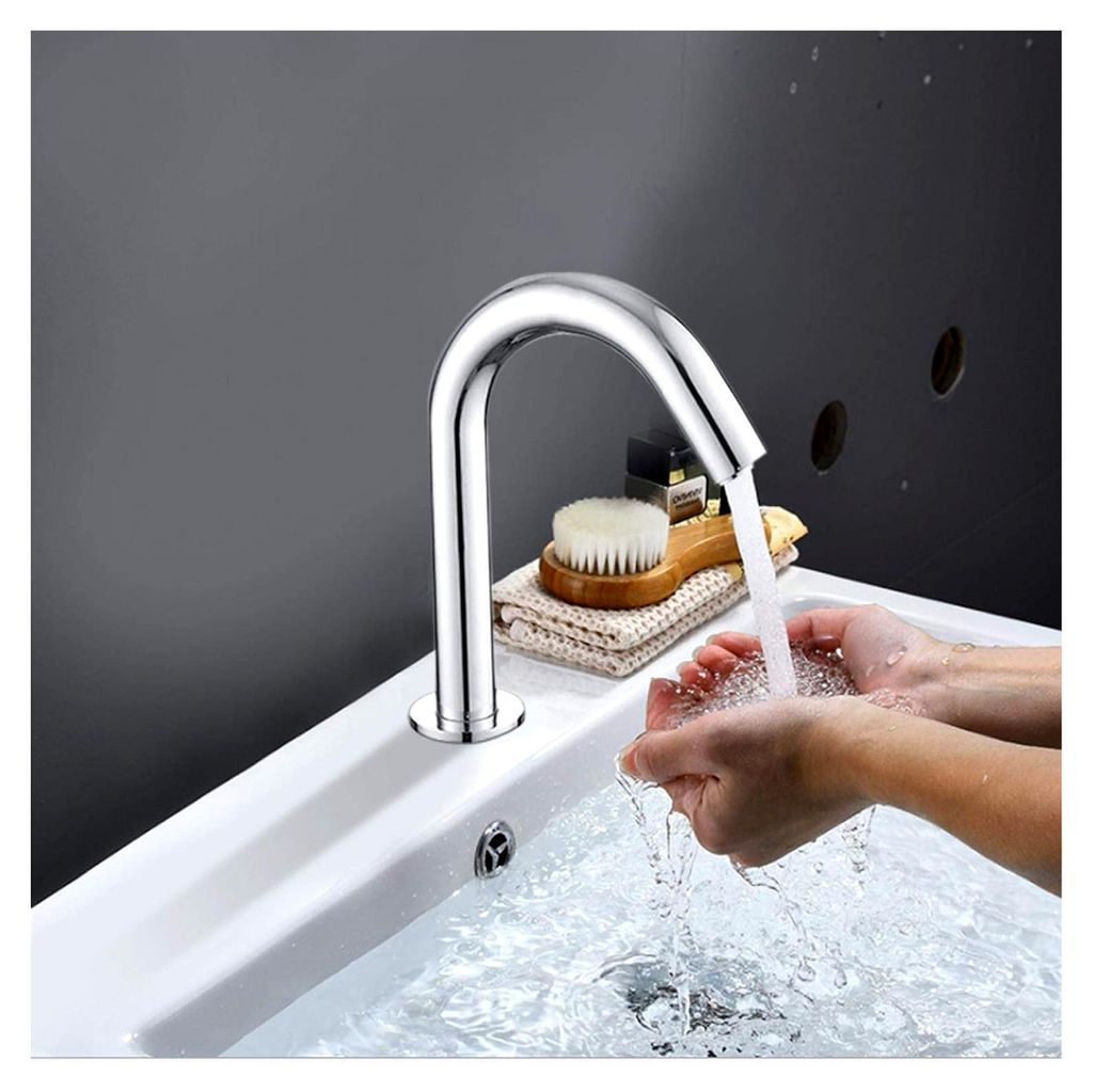 G1 / 2 Zoll Automatischer Wasserhahn, Berührungsloser Waschbeckenhahn mit Infrarotsensor, Edelstahl, für Badezimmer, Toilette, Hotel, öffentlich...