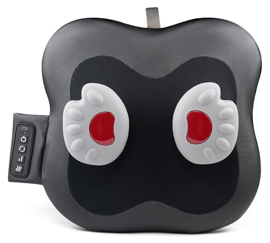 INF Heizbares Lenden-Massagekissen 34x14x33cm PU+Nylon mit Silikon-Pfoten Dunkelgrau