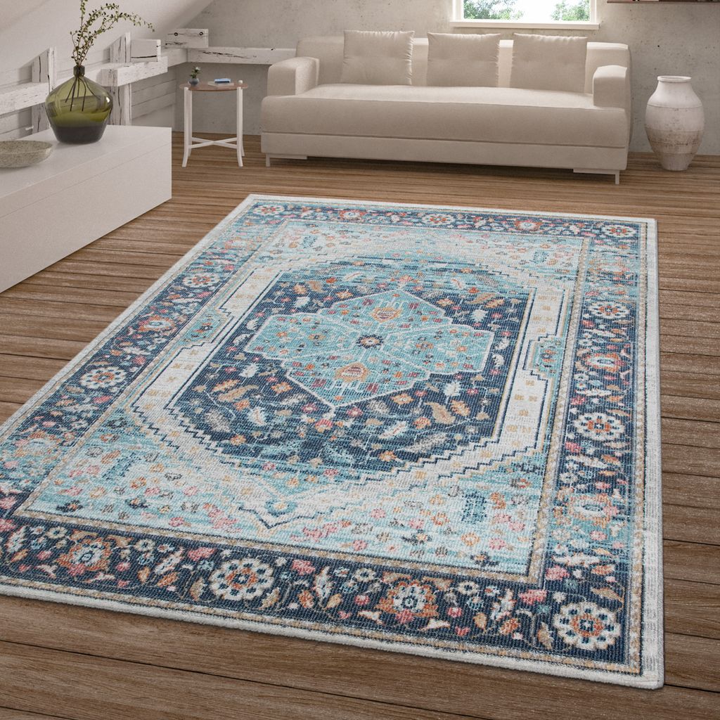 TT Home In-& Outdoor Teppich Küche Wohnzimmer Wetterfest Balkon Vintage Design Abstrakt Größe 80x150 cm
