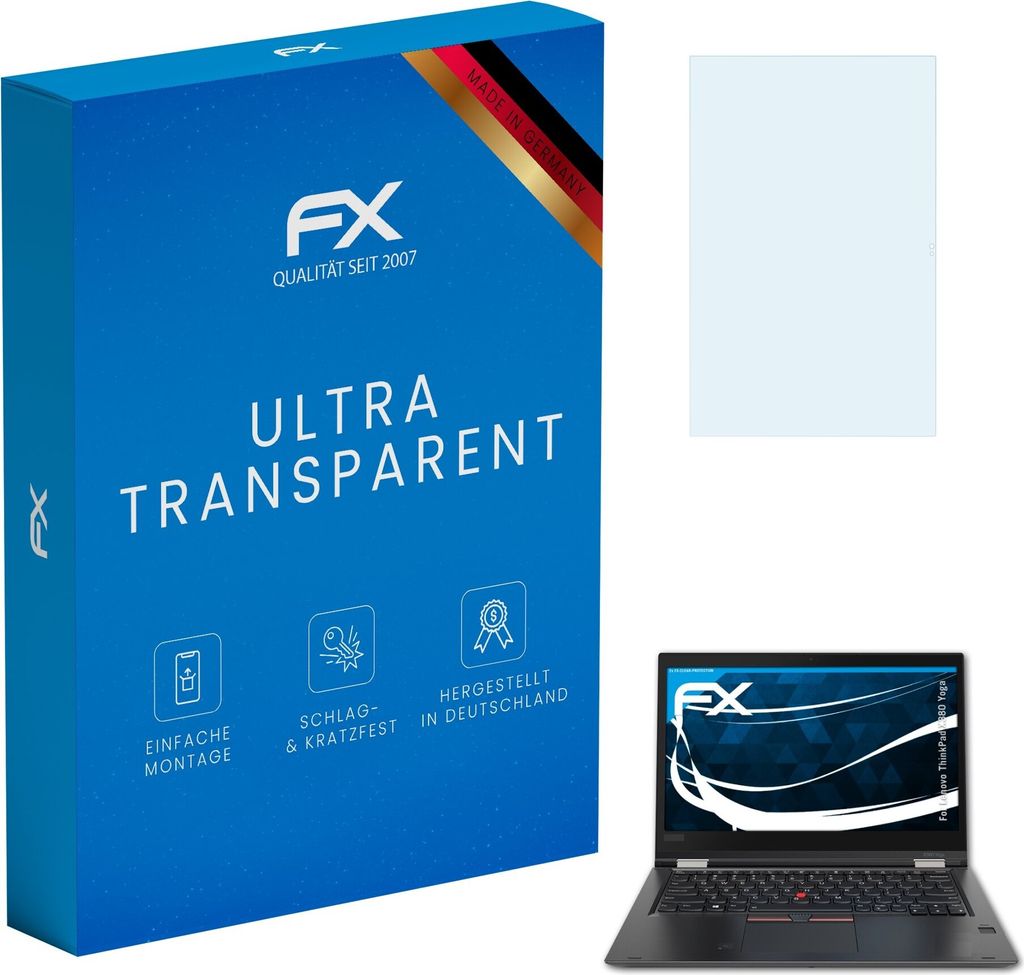 atFoliX FX-Clear 2x Schutzfolie kompatibel mit Lenovo ThinkPad X380 Yoga Displayschutzfolie