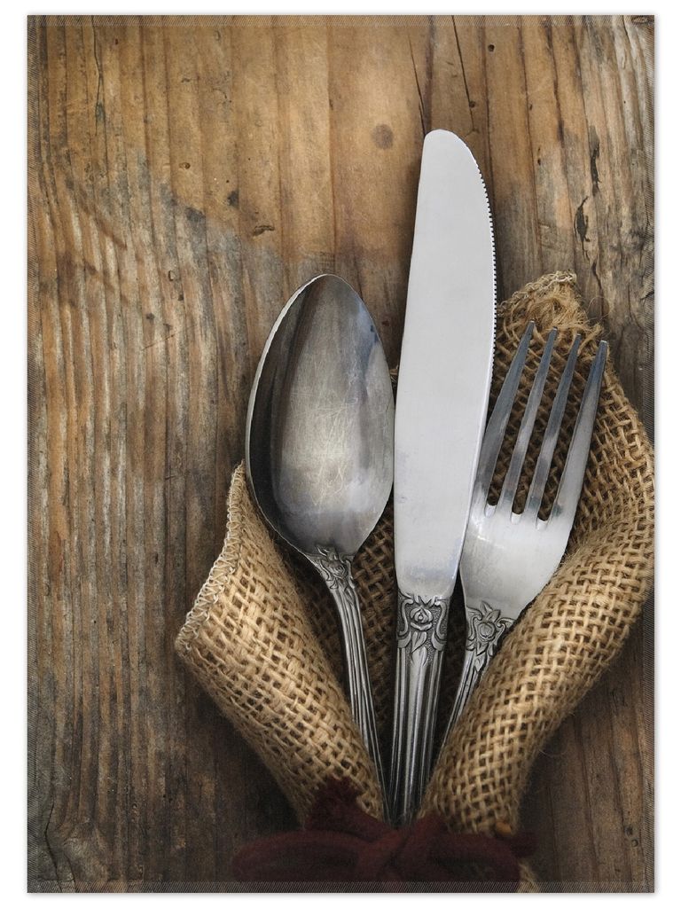 Wallario Premium Teppich, Größe 50 x 70 cm, Besteck Set