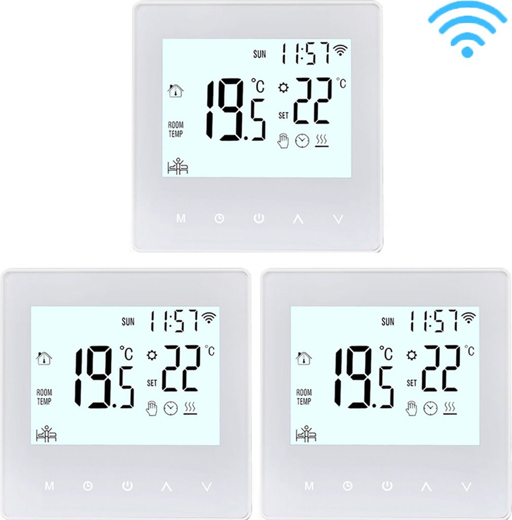 3X WiFi Smart Thermostat 3A Raumthermostat Wasserheizungsgeräte Fußbodenheizung, LCD-Display, APP-Steuerung, Manueller/automatischer Modus