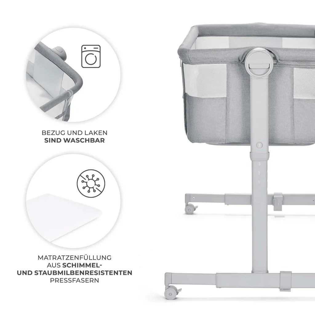 Berceau Cododo Neste Up2 Kinderkraft : Lit d'Appoint Bébé Gris Clair