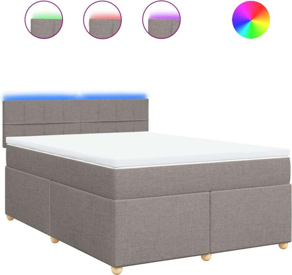 vidaXL Boxspringbett mit Matratze Taupe 160x200 cm Stoff