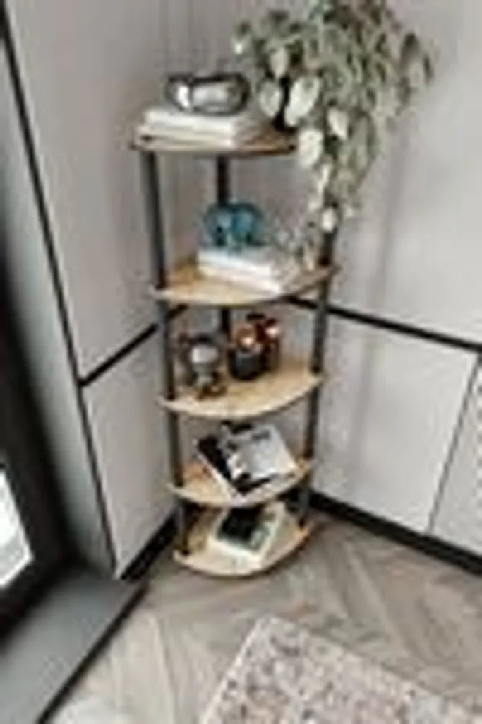 Étagère de Coin pour Salon et Bureau Bibliothèque Chêne Gain de Place 139cm