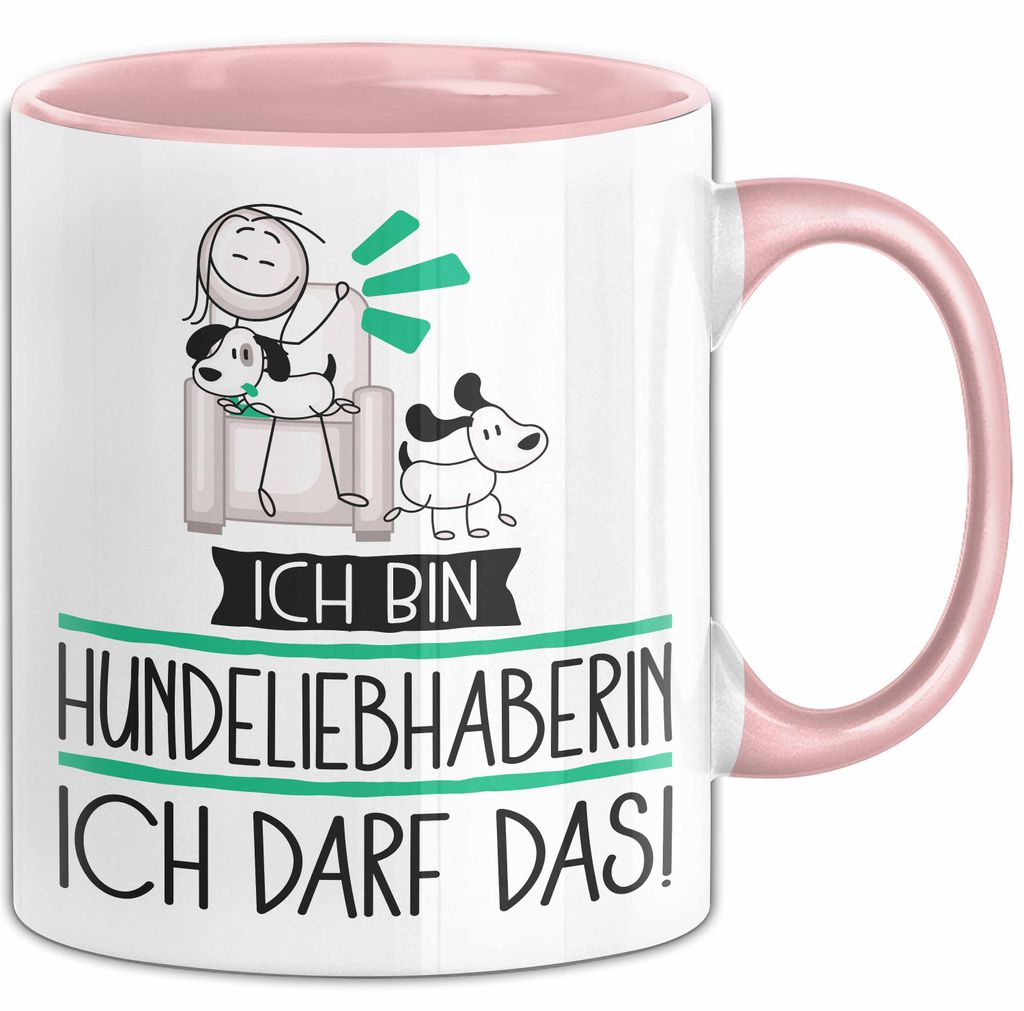 Geschenk für Hundeliebhaberin Tasse Lustige Geschenkidee Geburtstag Ich Bin Hundeliebhaberin Ich Darf Das (Rosa)