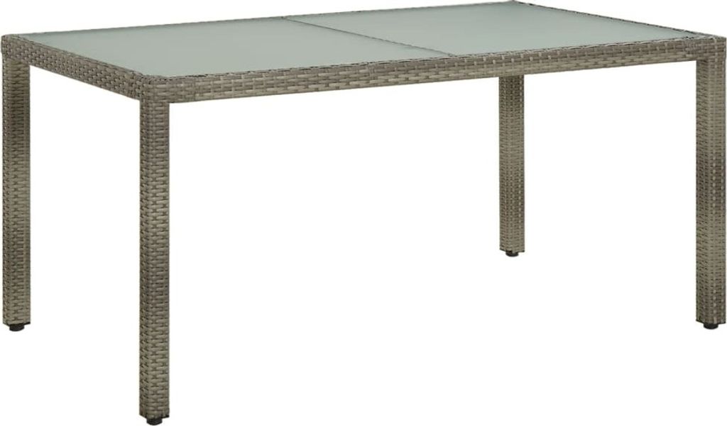 ZMH Gartentisch 150x90x75 cm Hartglas und Poly Rattan Grau