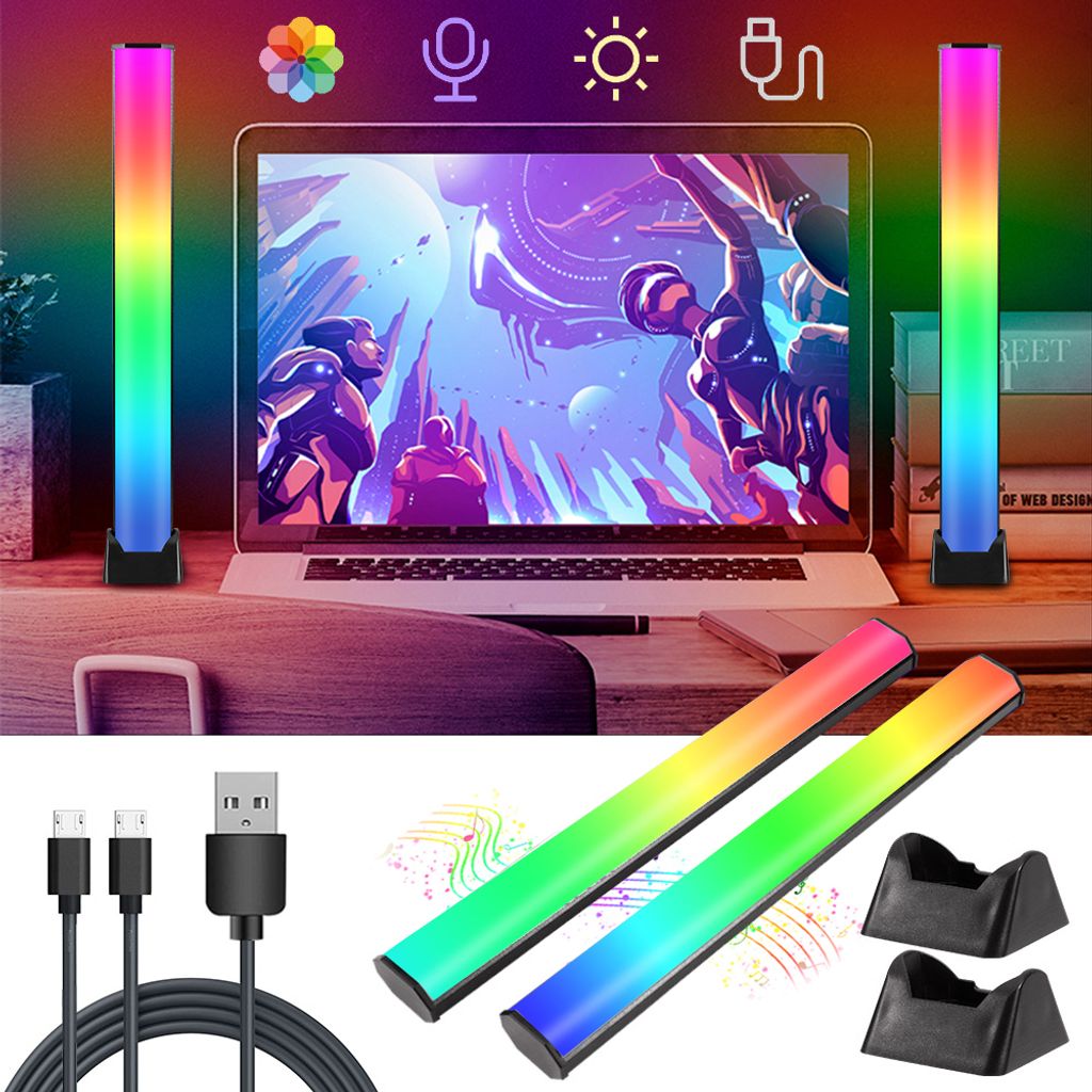 2Stück RGB Streifen 16 Farben Smart Led Lightbar Atmosphäre Lampe TV Led Hintergrundbeleuchtung Musik Sync Partybeleuchtung