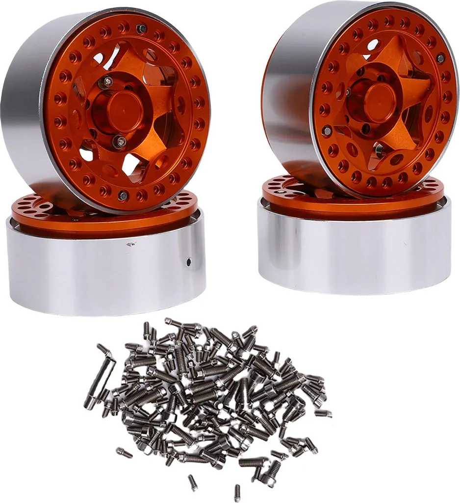 Jantes Beadlock 1.9 Pouces en Alliage Orange pour RC Crawler 1/10 VP