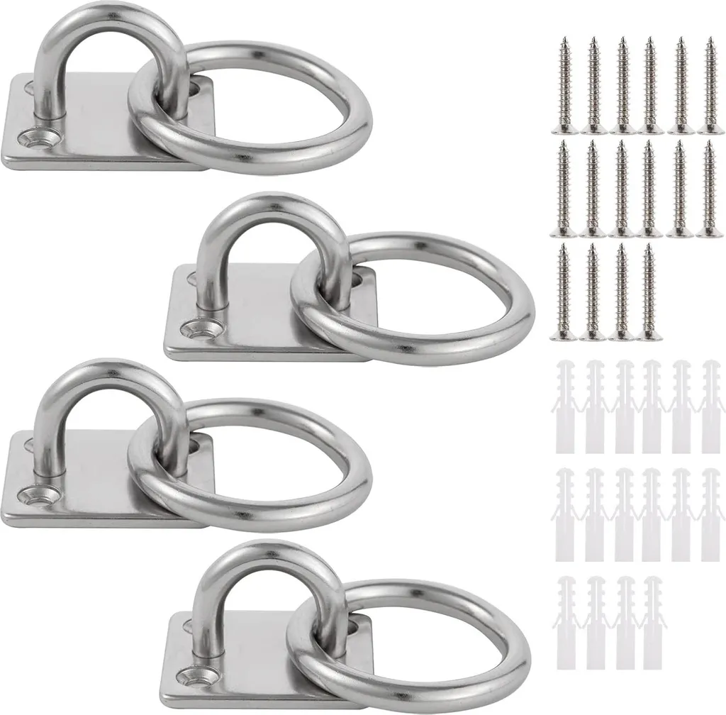 Crochet de Fixation Durable Ancre de Mur Inox 304 M6 avec Anneau Mobile