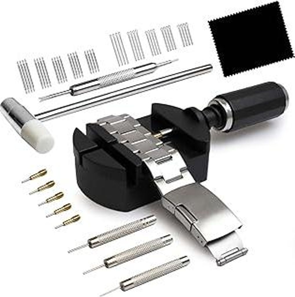 GLDCAPA Uhrenarmband Reparatur Werkzeug Set, Werkzeug zum Einstellen von Uhrenarmbändern, Ersatz für Uhrenstifte, Uhrenhammer(Schwarz)