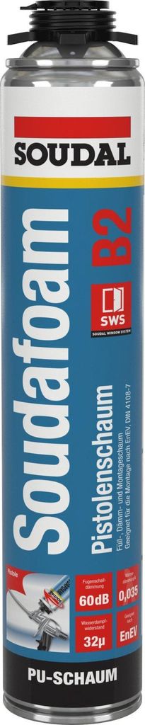 A can of Soudal Soudalfoam B2 Pistolenschaum PU-Schaum.