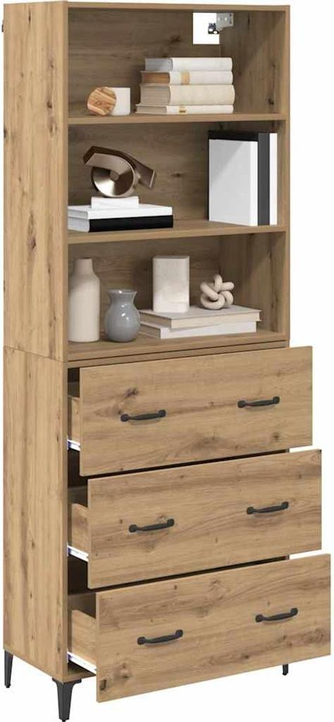 Eleganter Möbel Highboard Artisan-Eiche 69,5 x 34 x 180cm Holzwerkstoff - CJG684677 - Kommoden