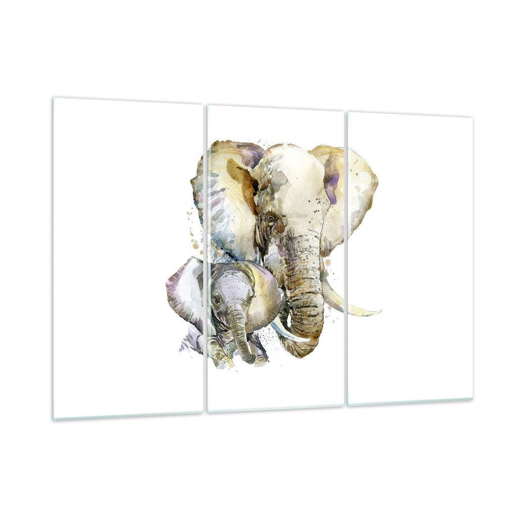 Bilder auf glas - Elefanten tier safari afrika - 165x110cm - Glasbilder - Wandbilder - Kunstdruck - zum Aufhängen bereit - Wanddekoration aus Glas...