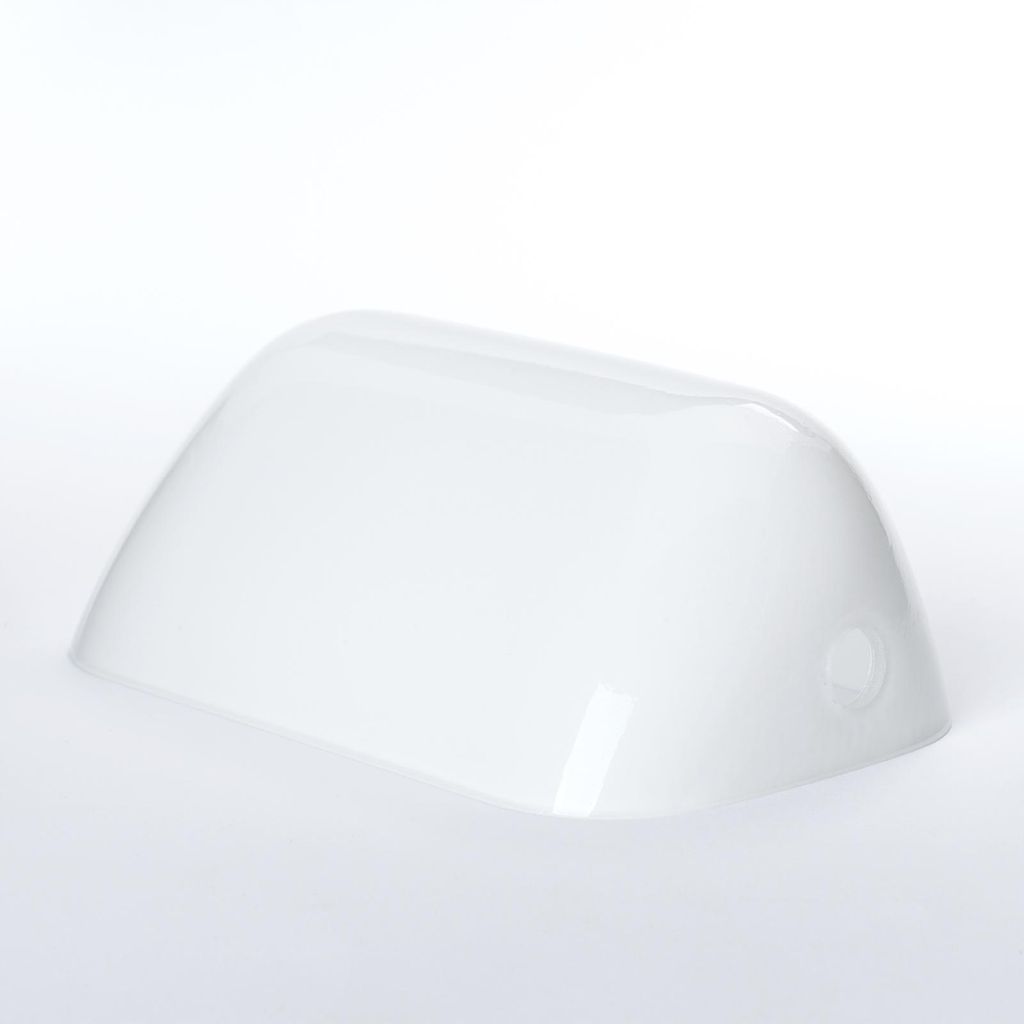 Kleines Bankers Ersatzglas Glas Lampe Leuchte Bankerslampe Lampenglas, Tischlampe, 150x90x60mm, Opal Weiß