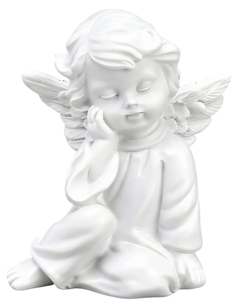 Décoration funéraire ange blanc pour orner une tombe ou un jardin zen