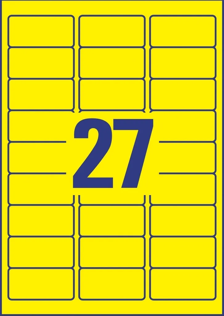 Etichette 63,5x29,6 mm Giallo Neon - 3375 Pezzi Alta Visibilità - 2