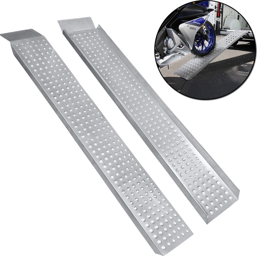 VA-Cerulean 2 x Auffahrrampe bis zu 400 kg rutschfest Laderampe aus Verzinkter Stahl, Antirutsch Verladerampe für Anhänger Motorrad, 160 x 23 cm