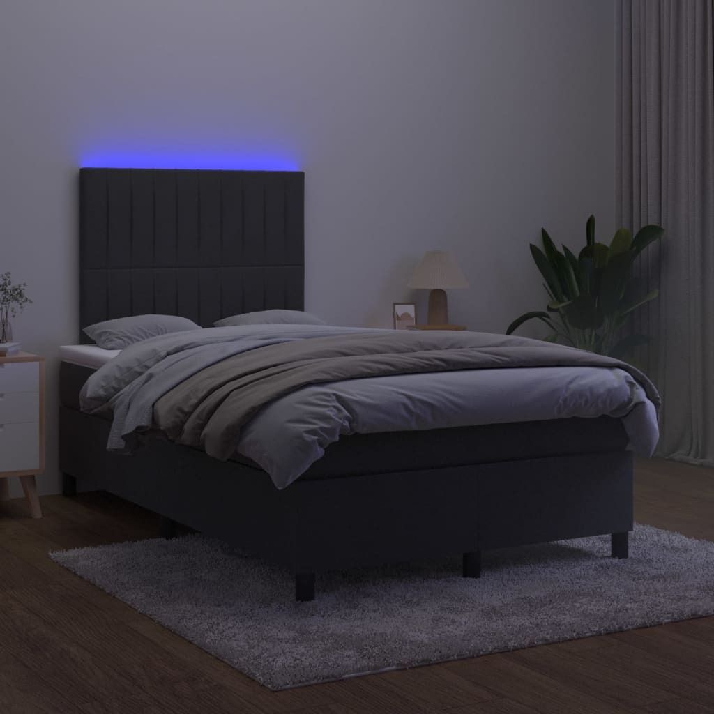 "Rabatt" Boxspringbett mit Matratze - 2 Personen - Strapazierfähiger Stoff - & LED Schwarz 120x200 cm Samt - Klassische Betten CC6260