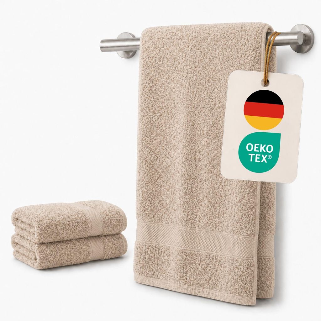 Komfortec 2er Handtuchset aus 100% Baumwolle, 2 Handtücher Produktbild 
