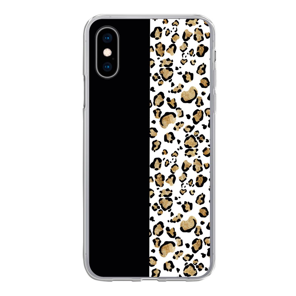 MuchoWow Handyhülle Schutzhülle Hülle für iPhone X Panther Druck - Tiere - Aquarell Silikon Softcase Handy Hülle - Handyhülle