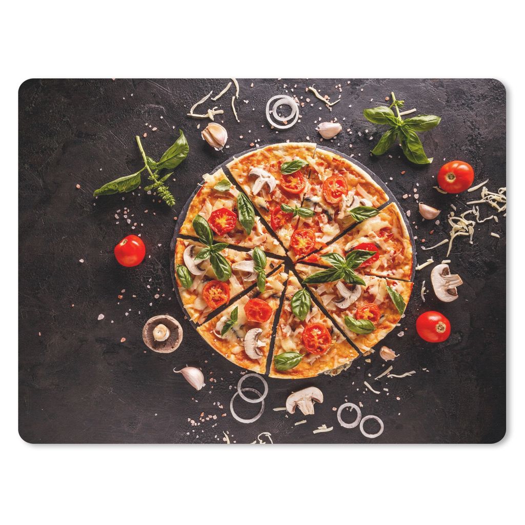 MuchoWow Mauspad Mousepad Pizza - Gemüse - Kräuter - Küche - Industrie 23x19 cm - Mousepads - Maus Mat - Pad - Mausunterlage - Schreibtischunt...