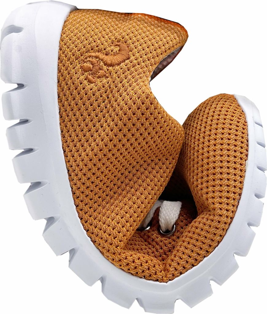 Herren Sneaker Rostorange Weiß ultraleicht Schnürschuh mit nahtlosem Schaft