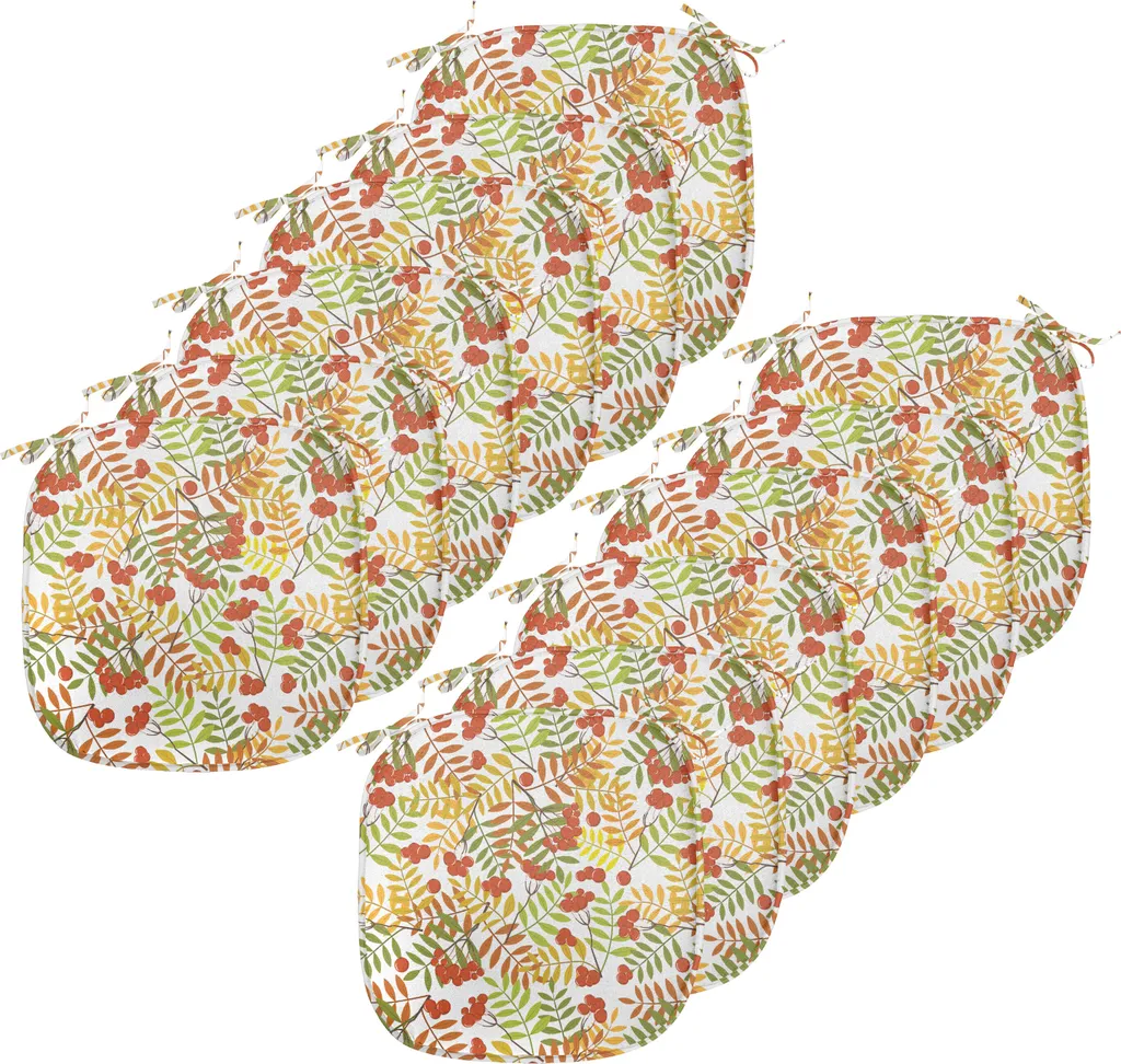 ABAKUHAUS Imbottitura in sorbo per sedie da sala da pranzo, piante rurali selvagge, cuscino decorativo impermeabile con cinturini per sedie da cucina, 40 cm x 40 cm - confezione da 12, giallo verde arancione