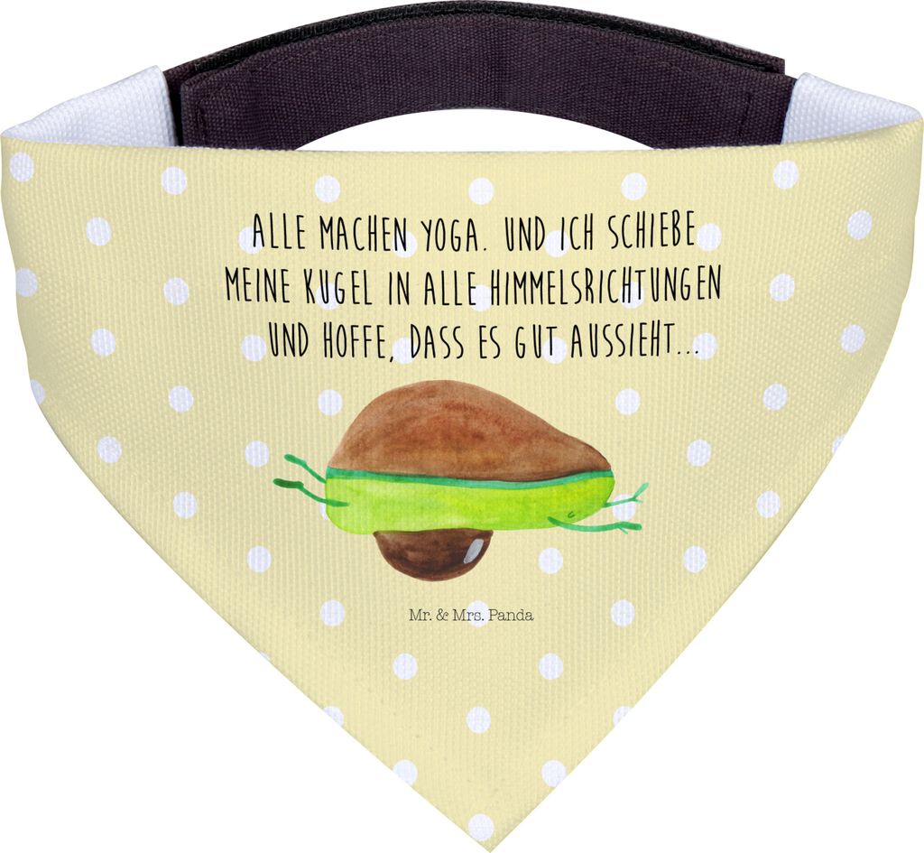Mr. & Mrs. Panda Halstuch Für Hunde Avocado Yoga - Gelb Pastell - Geschenk, Bandana, Bauch, Humor, Dreieckstuch, Hilfe, Unsportlich, Haha, Hundeha...