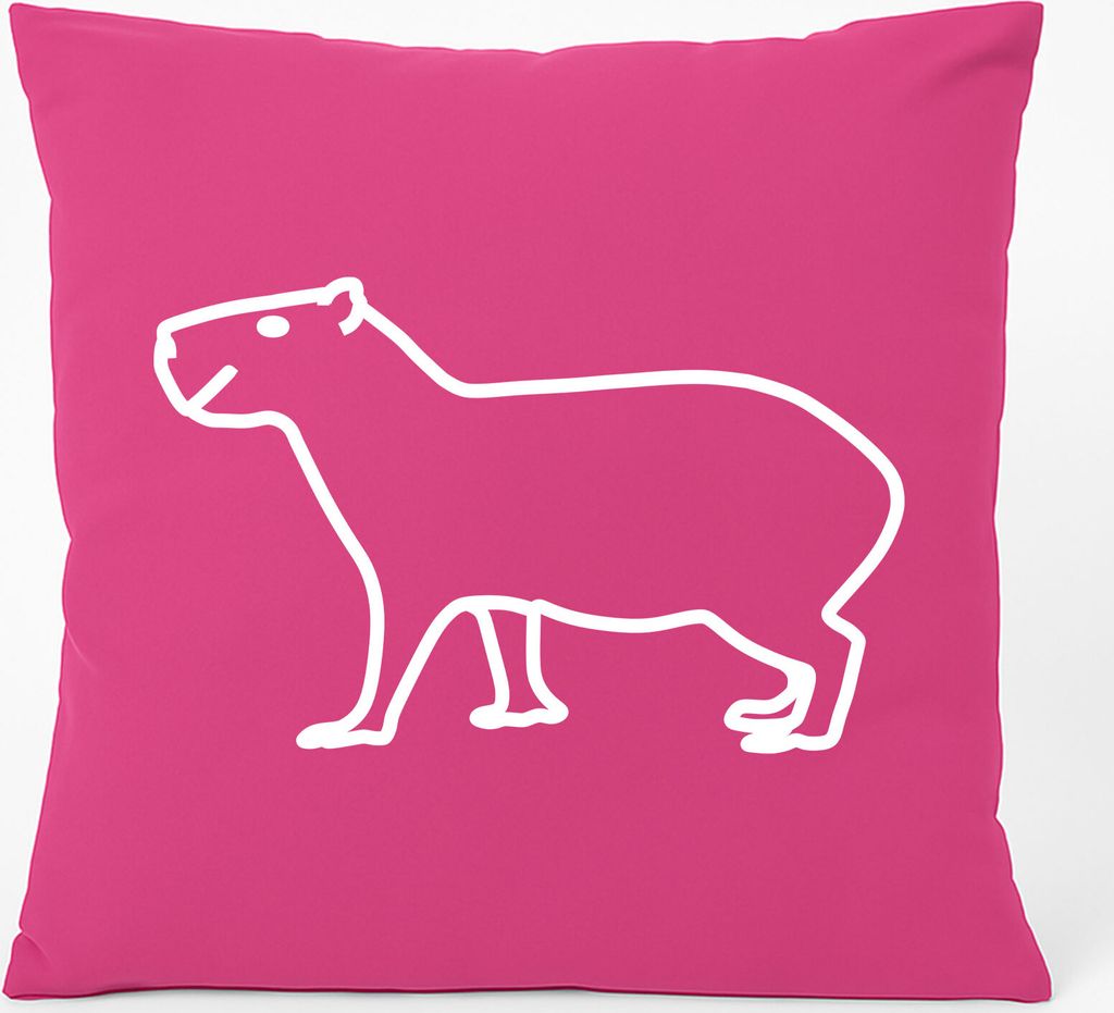 Huuraa Kissen Capybara Silhouette 40x40cm mit Füllung Fuchsia Baumwolle Dekokissen Geschenkidee