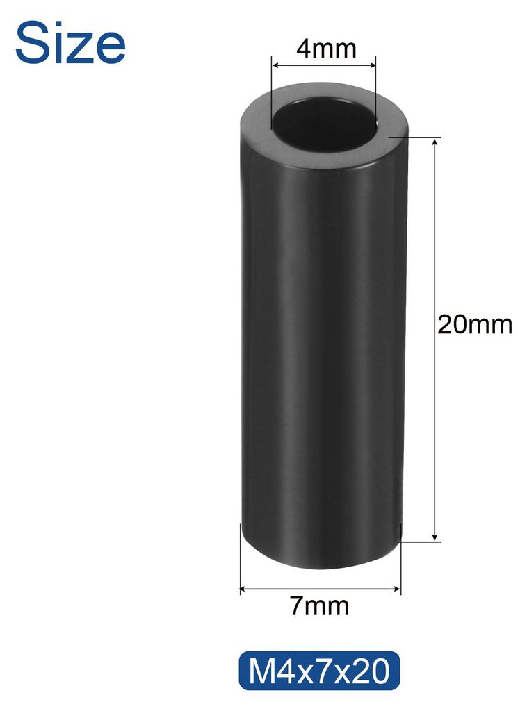 100 Stš¹ck Nylon Distanzhš¹lsen 4 mm ID, 7 mm OD, 20 mm H?he Runde Abstandhalter ohne Gewinde Distanzhš¹lse fš¹r M4-Schrauben, Schwarz