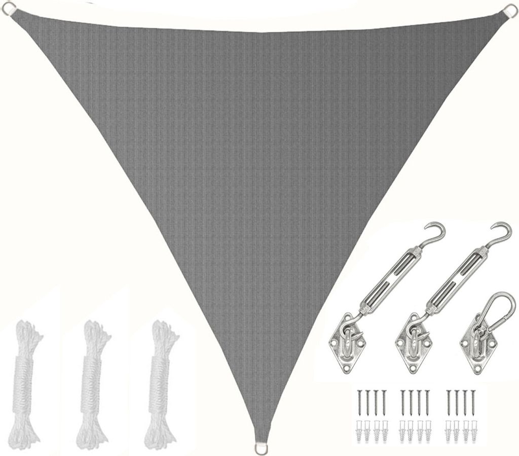 3x3x3 UV Sonnensegel Dreieckig Atmungsaktiv - Sonnenschutz Segel mit Befestigung
