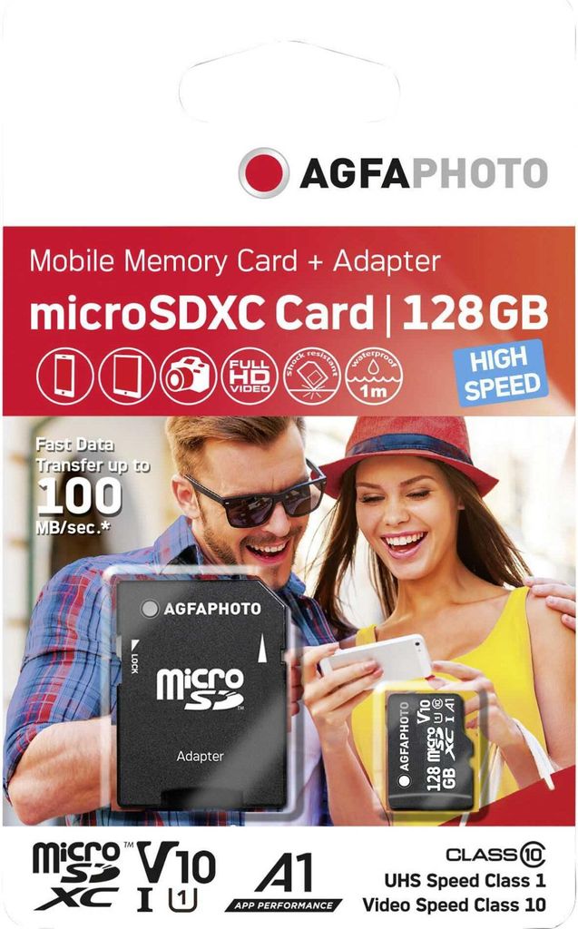AgfaPhoto Speicherkarte Mobile MicroSDXC 128 GB UHS-I U3 V30 A1 High Speed 70MB / 100MB