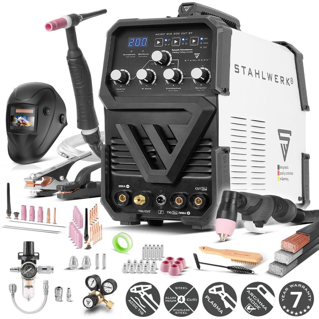 STAHLWERK Spawarka 3 w 1 combi AC/DC TIG 200 CUT ST - TIG & Zdjęcie produktu  Obraz wygenerowany przez AI