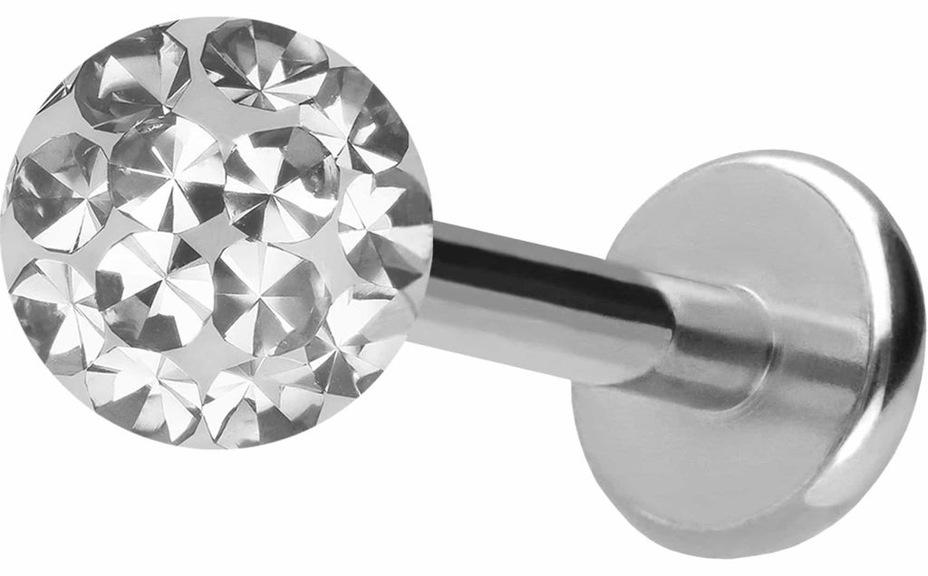 Ohrpiercing, Nasenpiercing Titan Labret mit Push Fit EPOXY-KUGEL Silber Stablänge: 9mm + Stabstärke: 1,2mm + Kugelgröße: 4mm