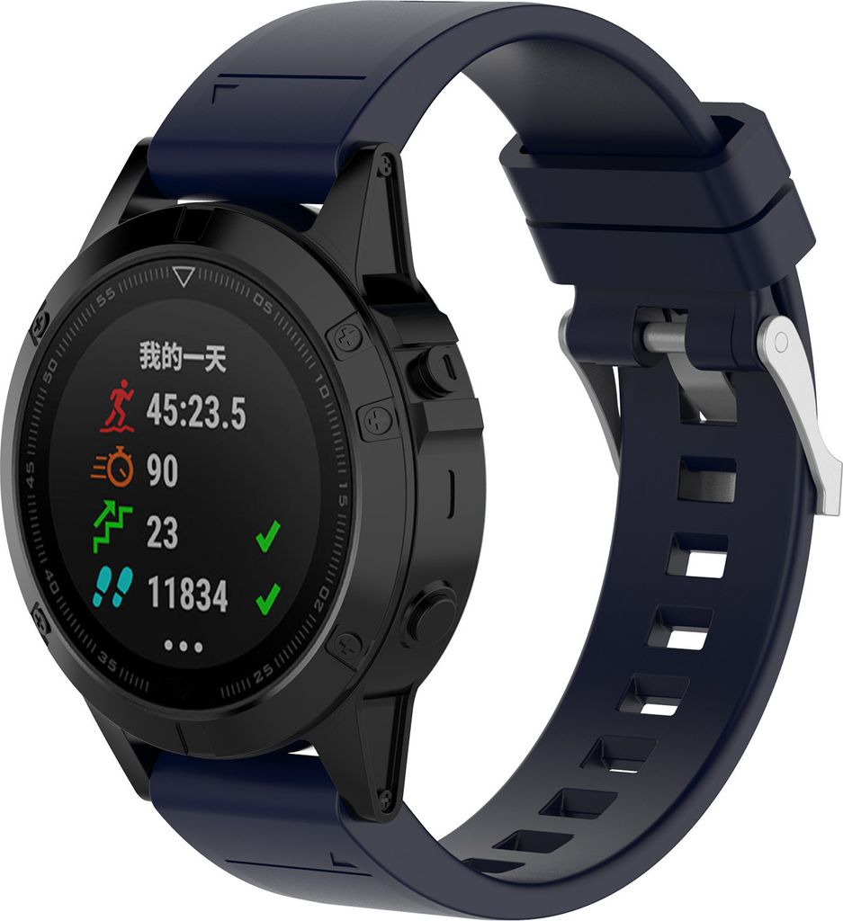 Strap-it Garmin Fenix 5s/6s glänzendes Silikonarmband (Dunkelblau)
