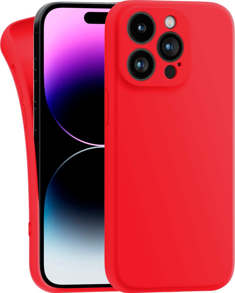 Hülle für Apple iPhone 14 Pro Max - Handyhülle mit Kameraschutz Cover aus Silikon in Rot