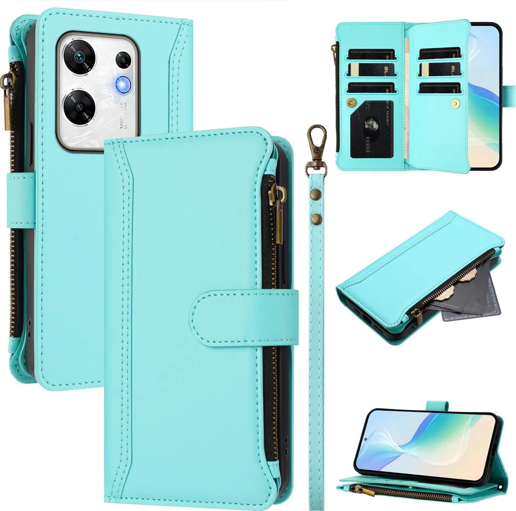 Custodia Infinix Zero 30 4G Verde Menta: La Wallet Zip più Cool