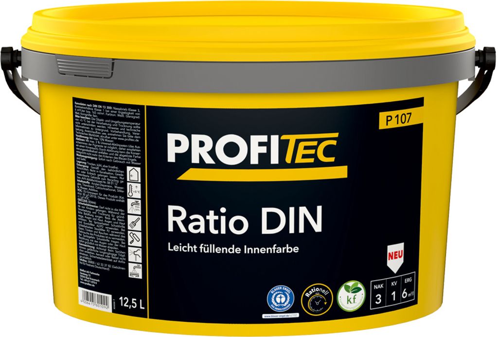 ProfiTec Ratio DIN P107 weiß stumpfmatt 12.5 Liter Produktbild 