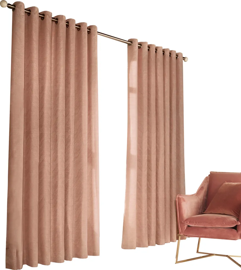 Rideaux Himalaya Rose Clair 168x137cm en Lot de 2 avec Finition RV1534