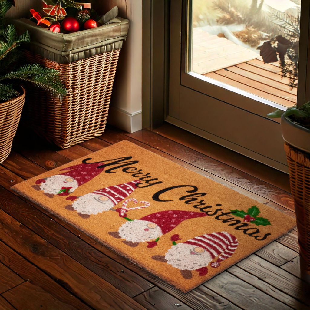 BRUBAKER Weihnachtsfußmatte Merry Christmas Wichtel - 45x75 Produktbild 