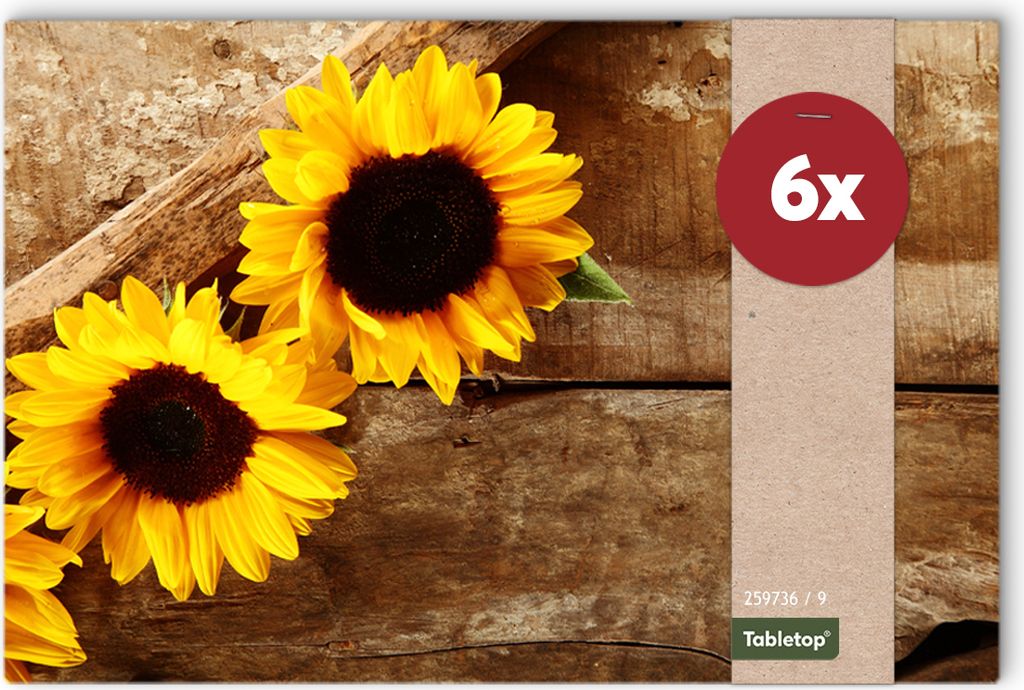 Abwaschbare Tischsets 6er Set Sommer Sonnen-Blumen