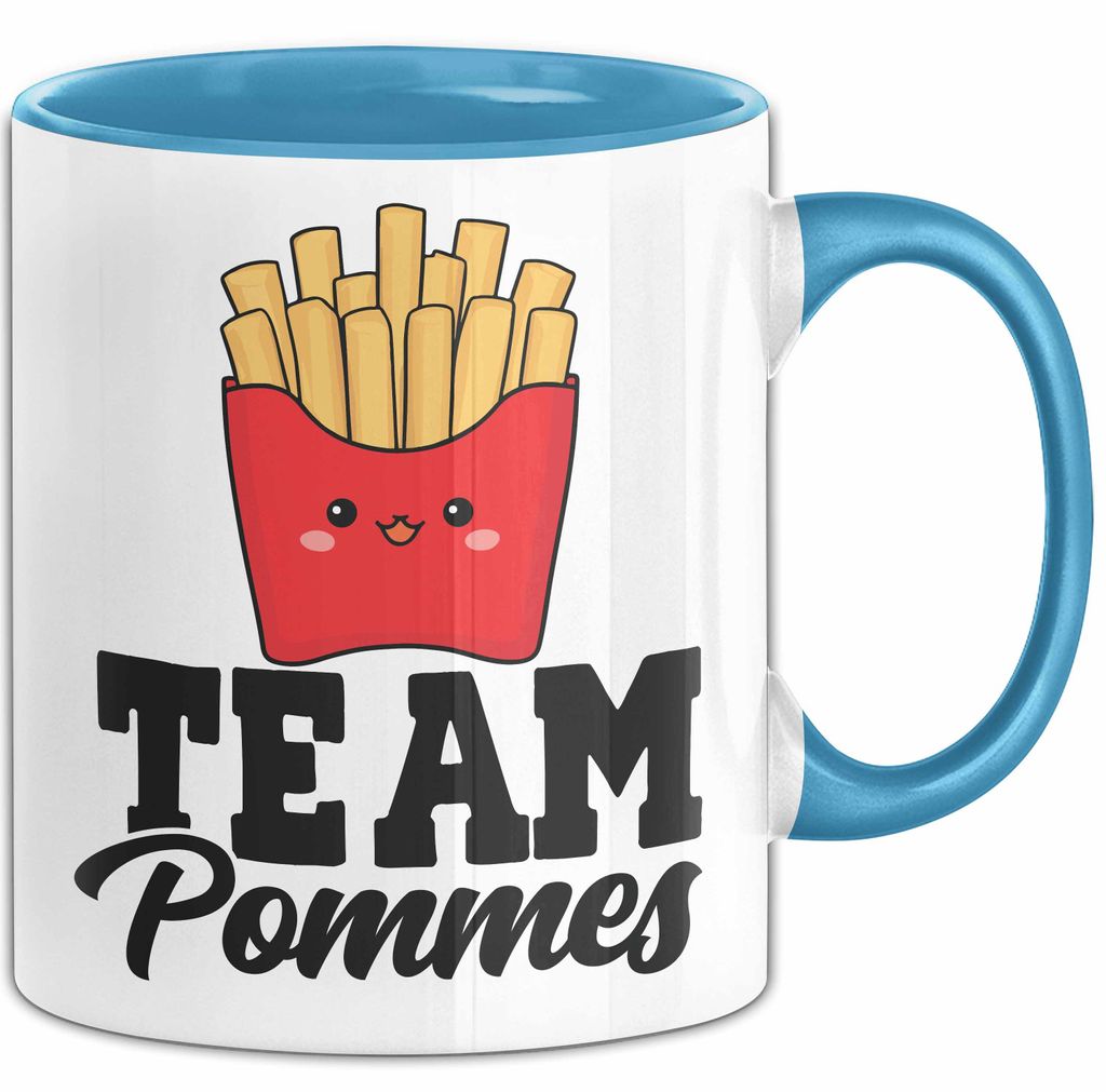 French Fries Tasse Pommes Frites Team Fritten Fans (Blau)