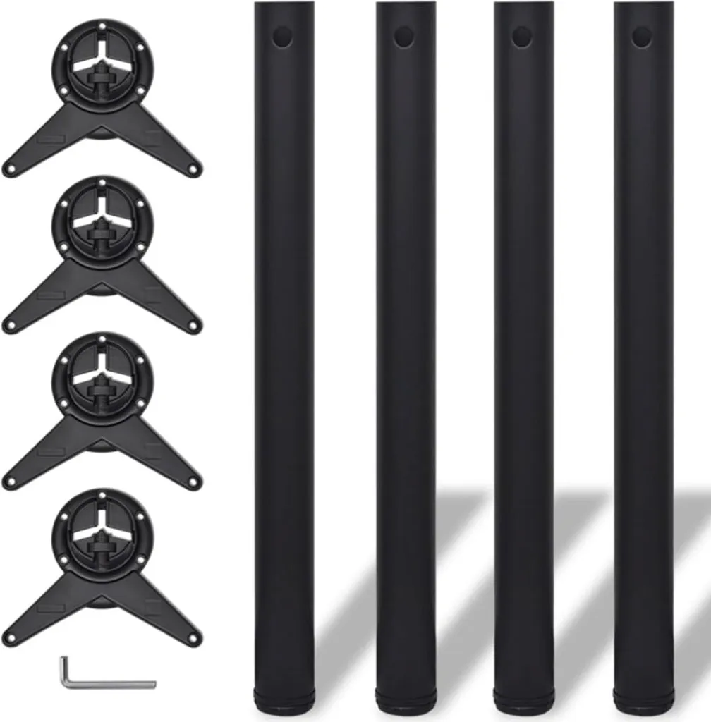 Pied de Table Noir 71 cm - Set de 4 Supports Ajustables pour Mobilier